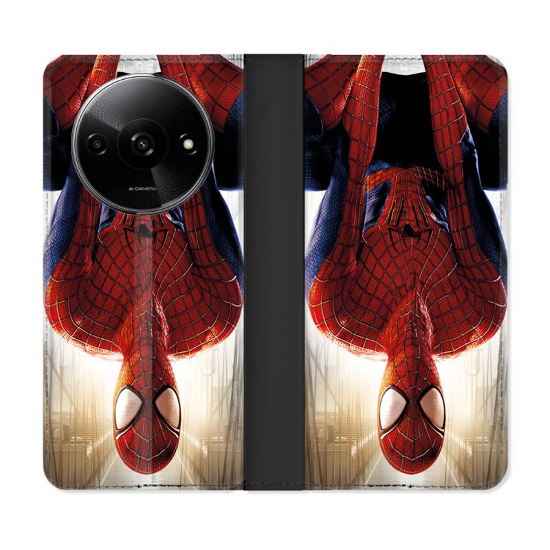 Housse cuir portefeuille Pour Xiaomi Redmi A3 Spiderman Invers