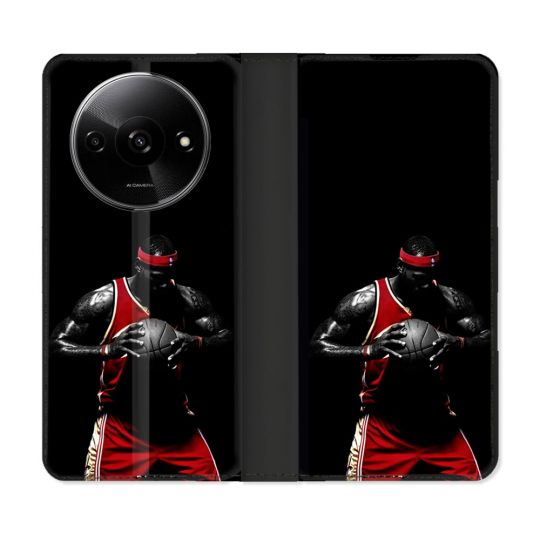 Housse cuir portefeuille Pour Xiaomi Redmi A3 Sport Basketeur