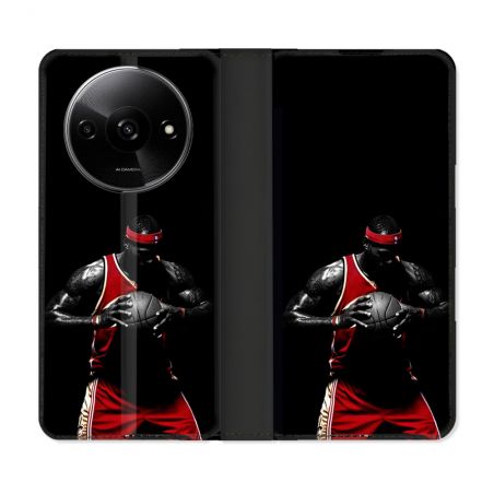 Housse cuir portefeuille Pour Xiaomi Redmi A3 Sport Basketeur