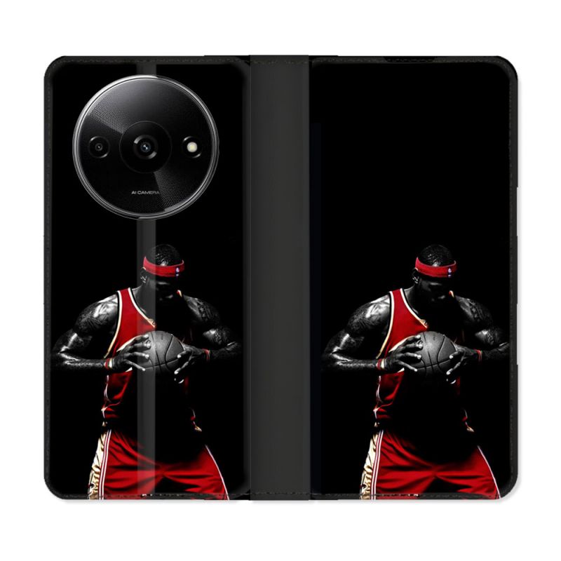 Housse cuir portefeuille Pour Xiaomi Redmi A3 Sport Basketeur