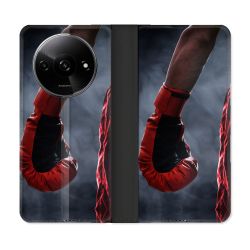 Housse cuir portefeuille Pour Xiaomi Redmi A3 Sport Boxe Gant Rouge
