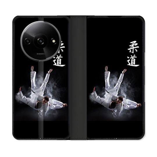 Housse cuir portefeuille Pour Xiaomi Redmi A3 Sport Judo Noir