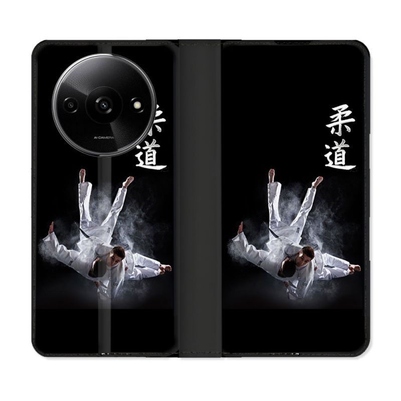 Housse cuir portefeuille Pour Xiaomi Redmi A3 Sport Judo Noir