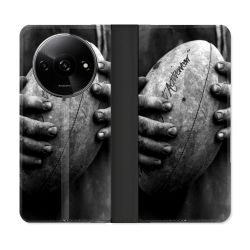 Housse cuir portefeuille Pour Xiaomi Redmi A3 Sport Rugby Ballon Vintage