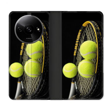 Housse cuir portefeuille Pour Xiaomi Redmi A3 Sport Tennis Balls