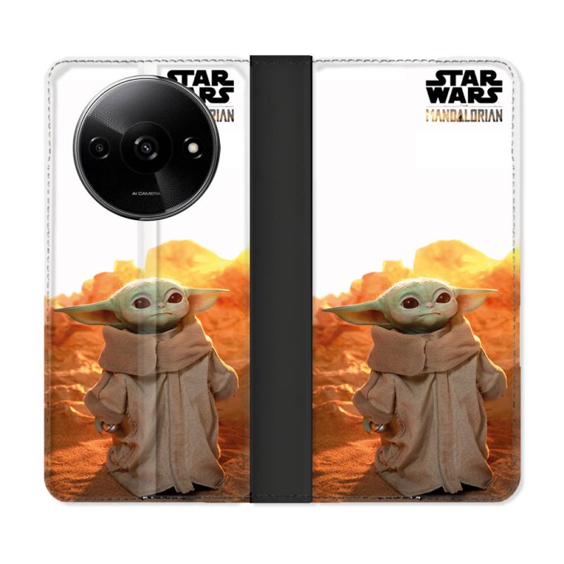 Housse cuir portefeuille Pour Xiaomi Redmi A3 Star Wars - Yoda bebe soleil