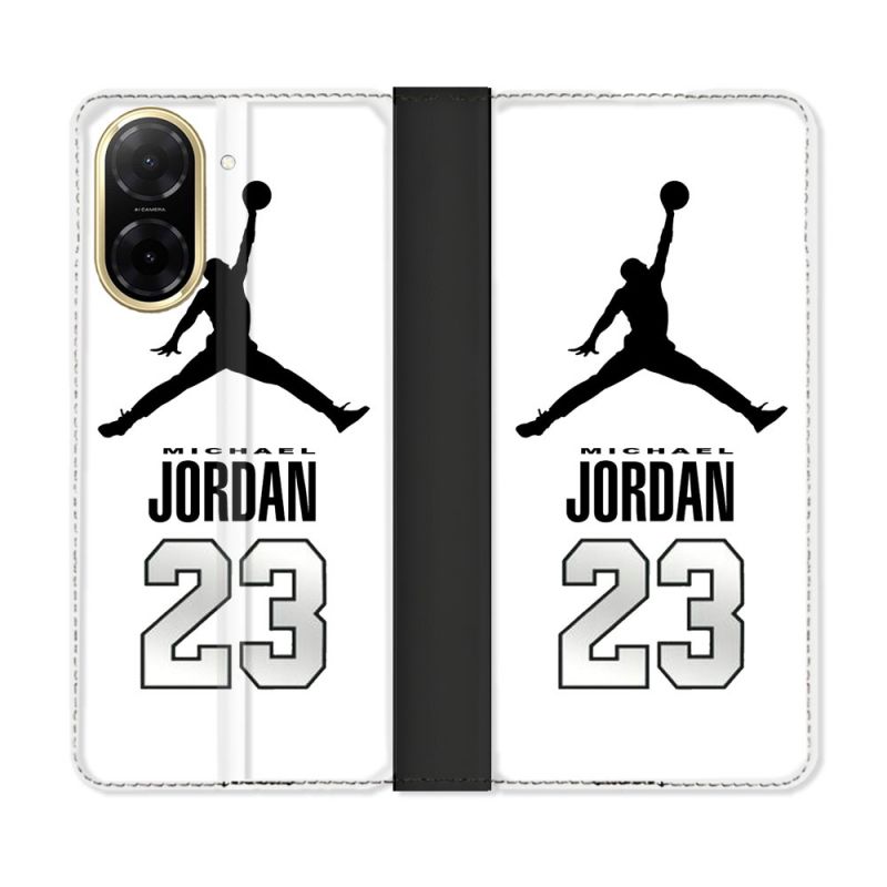 Housse cuir portefeuille Pour Xiaomi Redmi A5 Jordan 23 Blanc