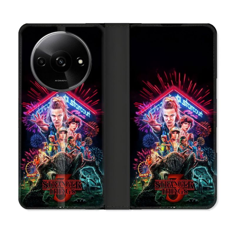 Housse cuir portefeuille Pour Xiaomi Redmi A3 Stranger Things Affiche 3