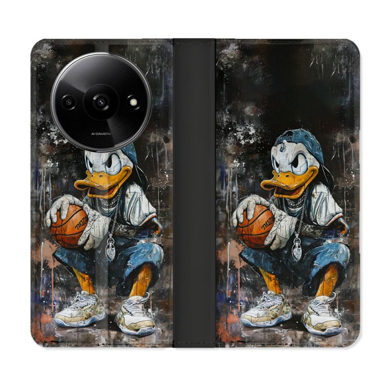 Housse cuir portefeuille Pour Xiaomi Redmi A3 Street Art Donald Duck