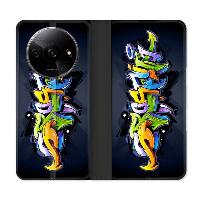 Housse cuir portefeuille Pour Xiaomi Redmi A3 Street Art Graffiti