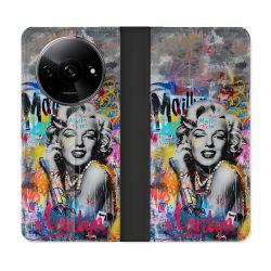 Housse cuir portefeuille Pour Xiaomi Redmi A3 Street Art Maryline Monroe