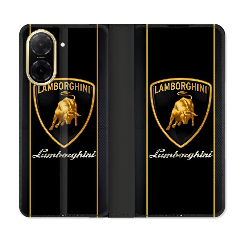 Housse cuir portefeuille Pour Xiaomi Redmi A5 Lamborghini Carbone