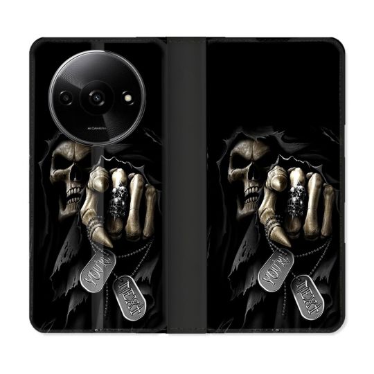 Housse cuir portefeuille Pour Xiaomi Redmi A3 Tete de Mort Your Next