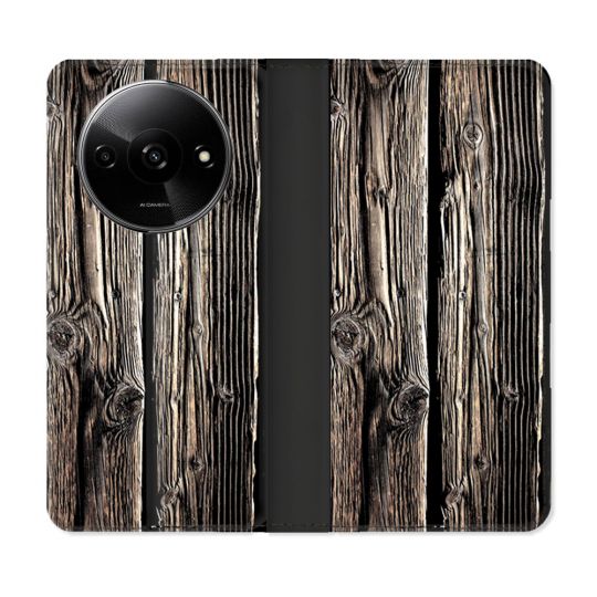 Housse cuir portefeuille Pour Xiaomi Redmi A3 Texture Bois