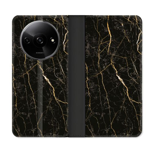 Housse cuir portefeuille Pour Xiaomi Redmi A3 Texture Marbre Noir