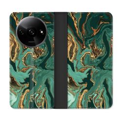 Housse cuir portefeuille Pour Xiaomi Redmi A3 Texture Marbre Vert