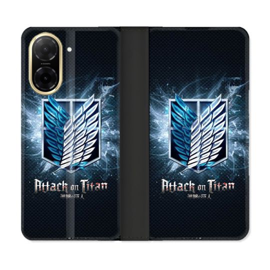 Housse cuir portefeuille Pour Xiaomi Redmi A5 Manga Attaque Titans Noir