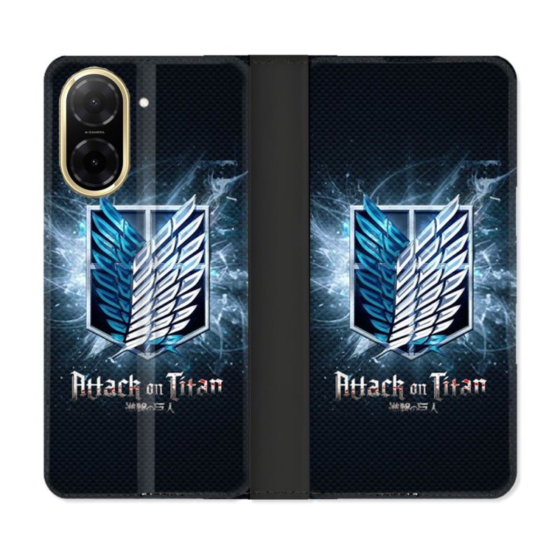 Housse cuir portefeuille Pour Xiaomi Redmi A5 Manga Attaque Titans Noir