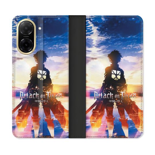 Housse cuir portefeuille Pour Xiaomi Redmi A5 Manga Attaque Titans Soleil