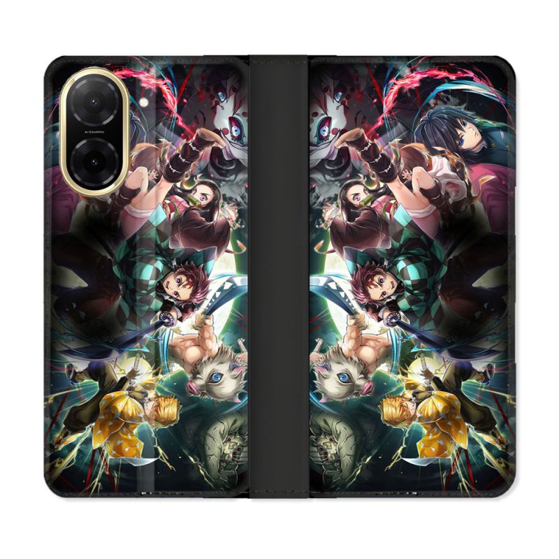 Housse cuir portefeuille Pour Xiaomi Redmi A5 Manga Demon Slayer Groupe