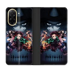 Housse cuir portefeuille Pour Xiaomi Redmi A5 Manga Demon Slayer Noir