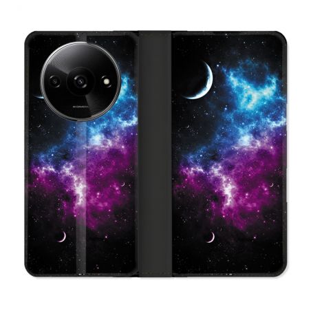 Housse cuir portefeuille Pour Xiaomi Redmi A3 Univers Bleu Violet