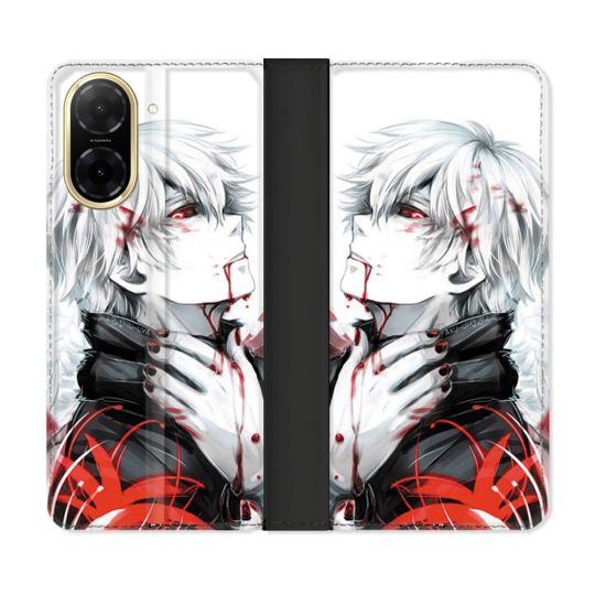 Housse cuir portefeuille Pour Xiaomi Redmi A5 Manga Tokyo Ghoul Kaneki Blanc