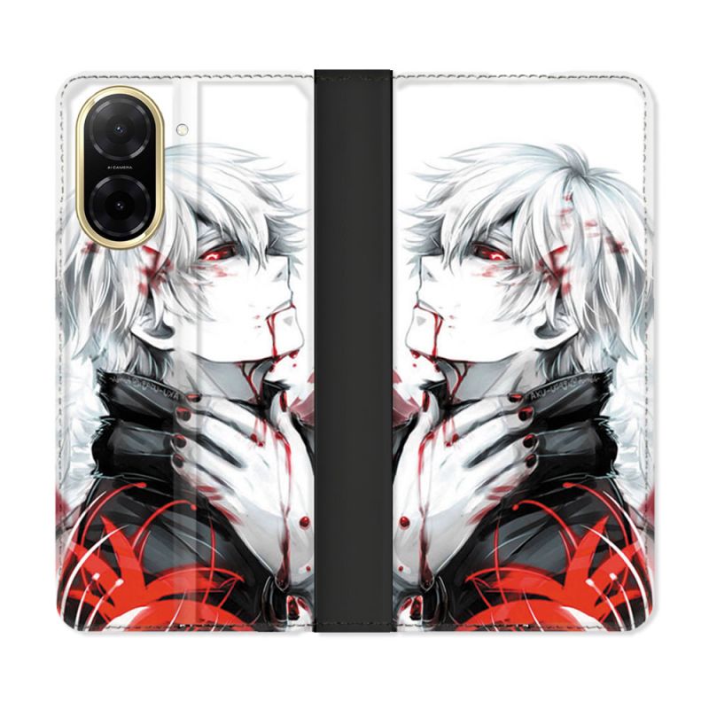 Housse cuir portefeuille Pour Xiaomi Redmi A5 Manga Tokyo Ghoul Kaneki Blanc