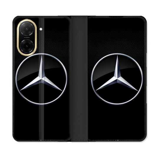 Housse cuir portefeuille Pour Xiaomi Redmi A5 Mercedes Carbone