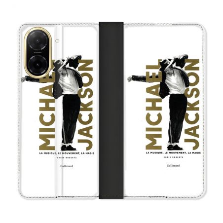 Housse cuir portefeuille Pour Xiaomi Redmi A5 Michael Jackson Blanc