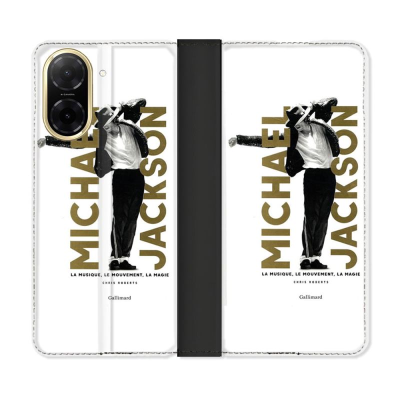Housse cuir portefeuille Pour Xiaomi Redmi A5 Michael Jackson Blanc