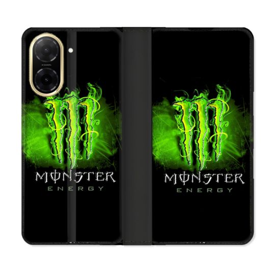 Housse cuir portefeuille Pour Xiaomi Redmi A5 Monster Energy Vert