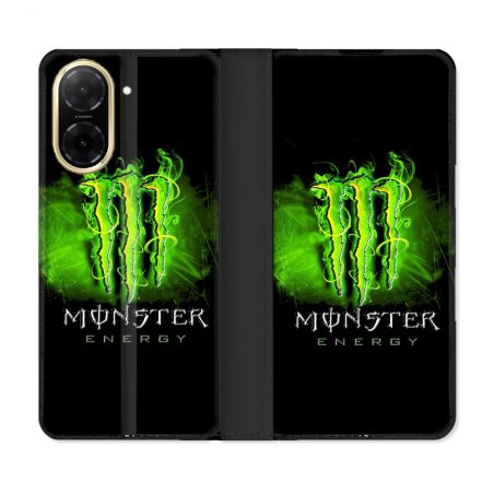 Housse cuir portefeuille Pour Xiaomi Redmi A5 Monster Energy Vert