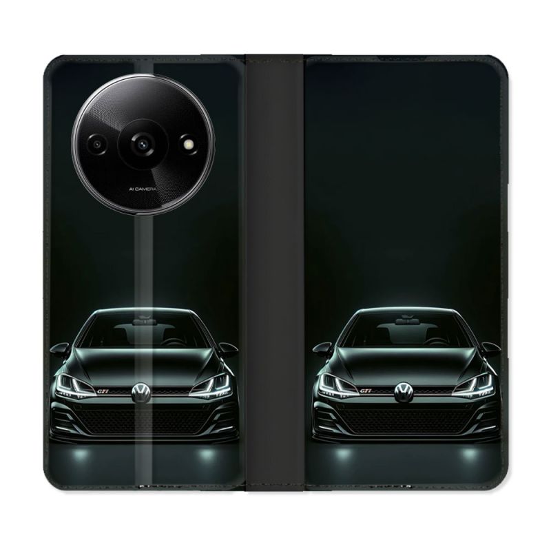 Housse cuir portefeuille Pour Xiaomi Redmi A3 Volkwagen Golf GTI