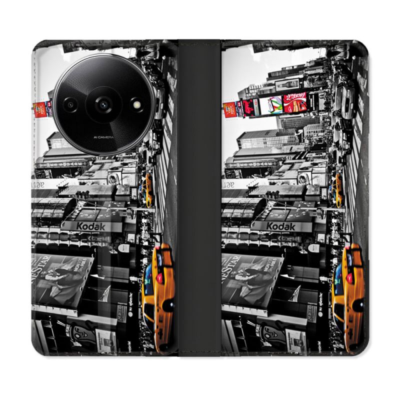 Housse cuir portefeuille Pour Xiaomi Redmi A3 Voyage Amerique USA New York Taxi