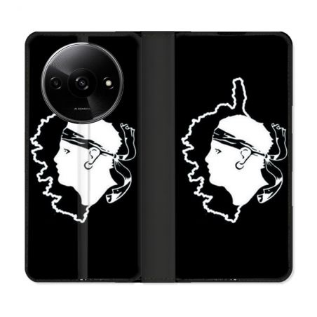 Housse cuir portefeuille Pour Xiaomi Redmi A3 Voyage Corse Noir