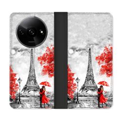 Housse cuir portefeuille Pour Xiaomi Redmi A3 Voyage France Paris Rouge