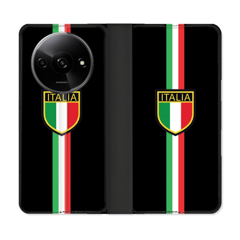 Housse cuir portefeuille Pour Xiaomi Redmi A3 Voyage Italie 3 Noir