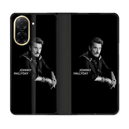 Housse cuir portefeuille Pour Xiaomi Redmi A5 Musique Johnny Hallyday Noir