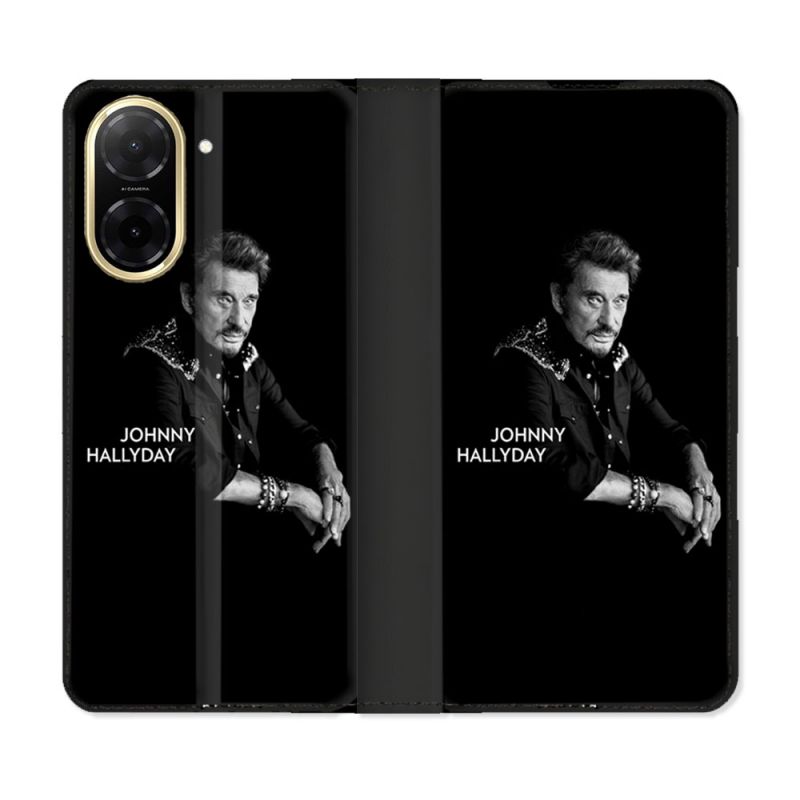 Housse cuir portefeuille Pour Xiaomi Redmi A5 Musique Johnny Hallyday Noir