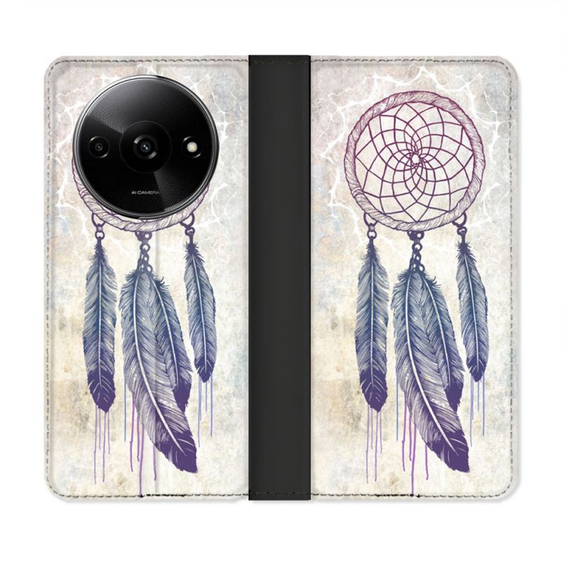 Housse cuir portefeuille Pour Xiaomi Redmi A3 Zen Attrape Reve Blanc