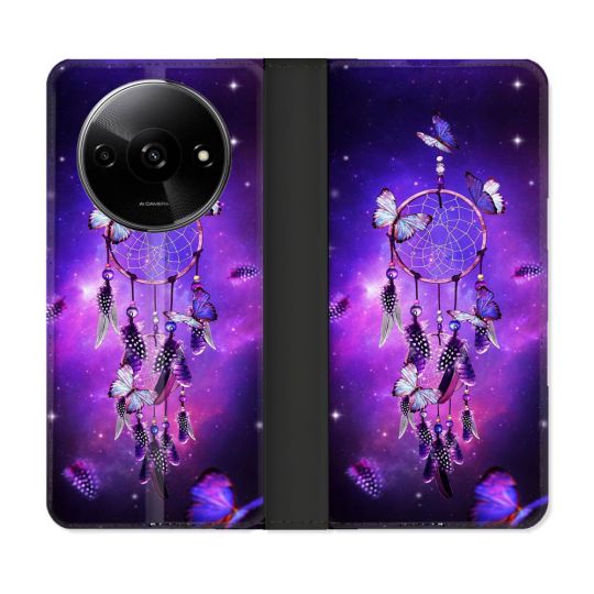 Housse cuir portefeuille Pour Xiaomi Redmi A3 Zen Attrape Reve Papillon