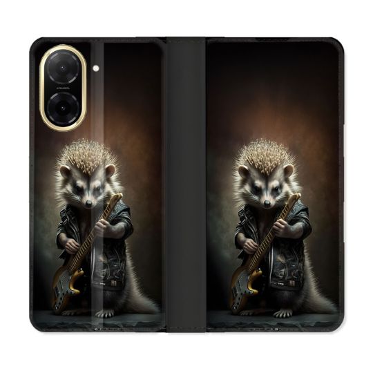 Housse cuir portefeuille Pour Xiaomi Redmi A5 Musique Rock Herisson