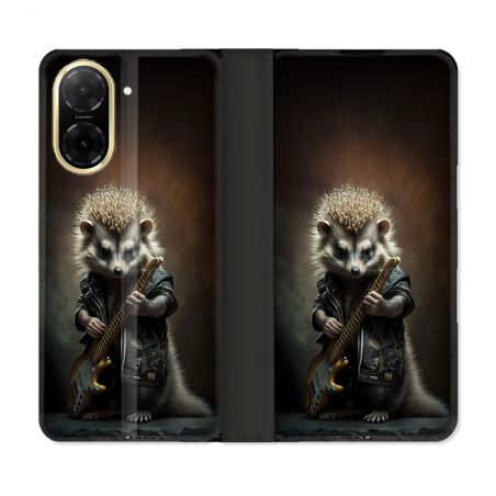 Housse cuir portefeuille Pour Xiaomi Redmi A5 Musique Rock Herisson