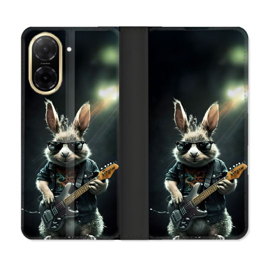 Housse cuir portefeuille Pour Xiaomi Redmi A5 Musique Rock Lapin