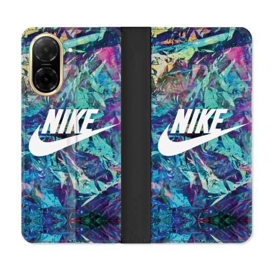 Housse cuir portefeuille Pour Xiaomi Redmi A5 Nike Turquoise