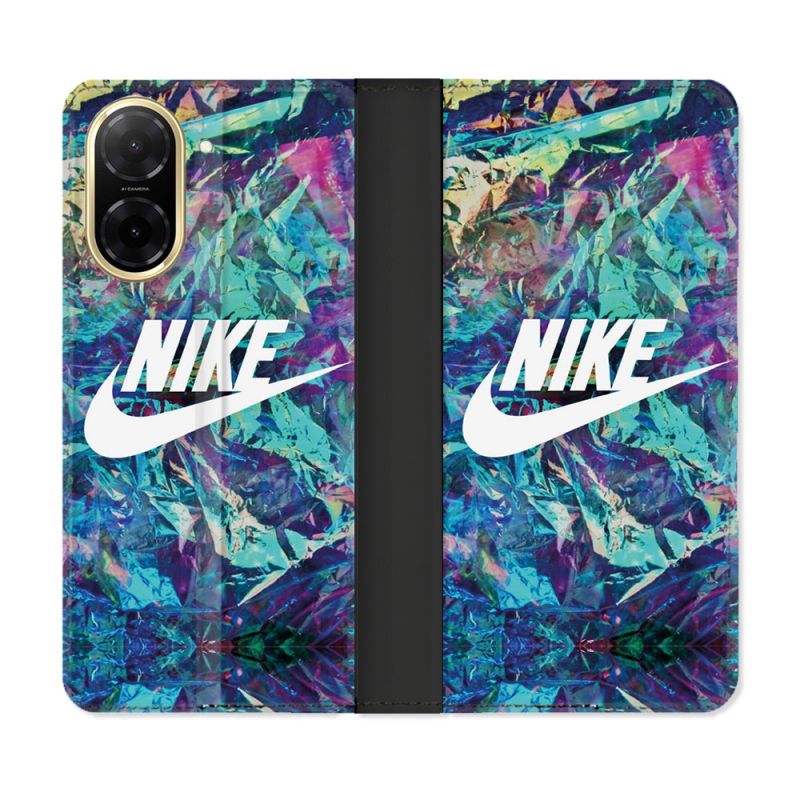 Housse cuir portefeuille Pour Xiaomi Redmi A5 Nike Turquoise