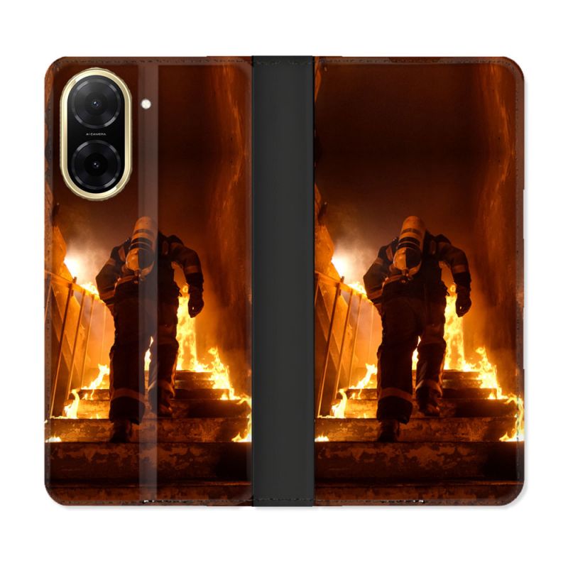 Housse cuir portefeuille Pour Xiaomi Redmi A5 Pompier Escalier