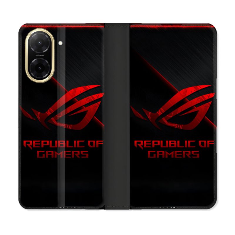 Housse cuir portefeuille Pour Xiaomi Redmi A5 ROG Rouge