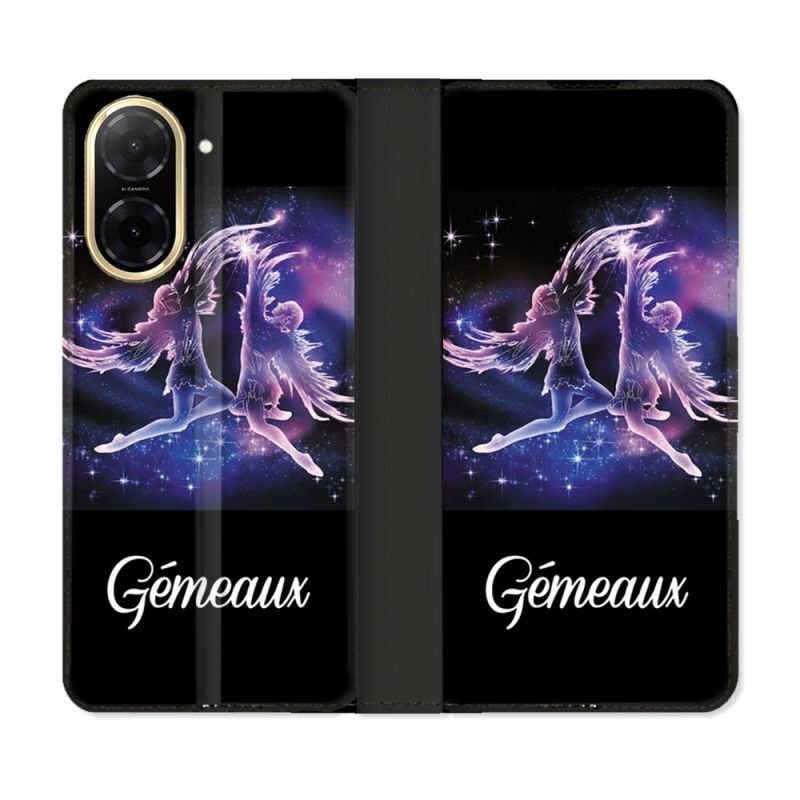 Housse cuir portefeuille Pour Xiaomi Redmi A5 Signe Zodiaque 2 Gémeaux